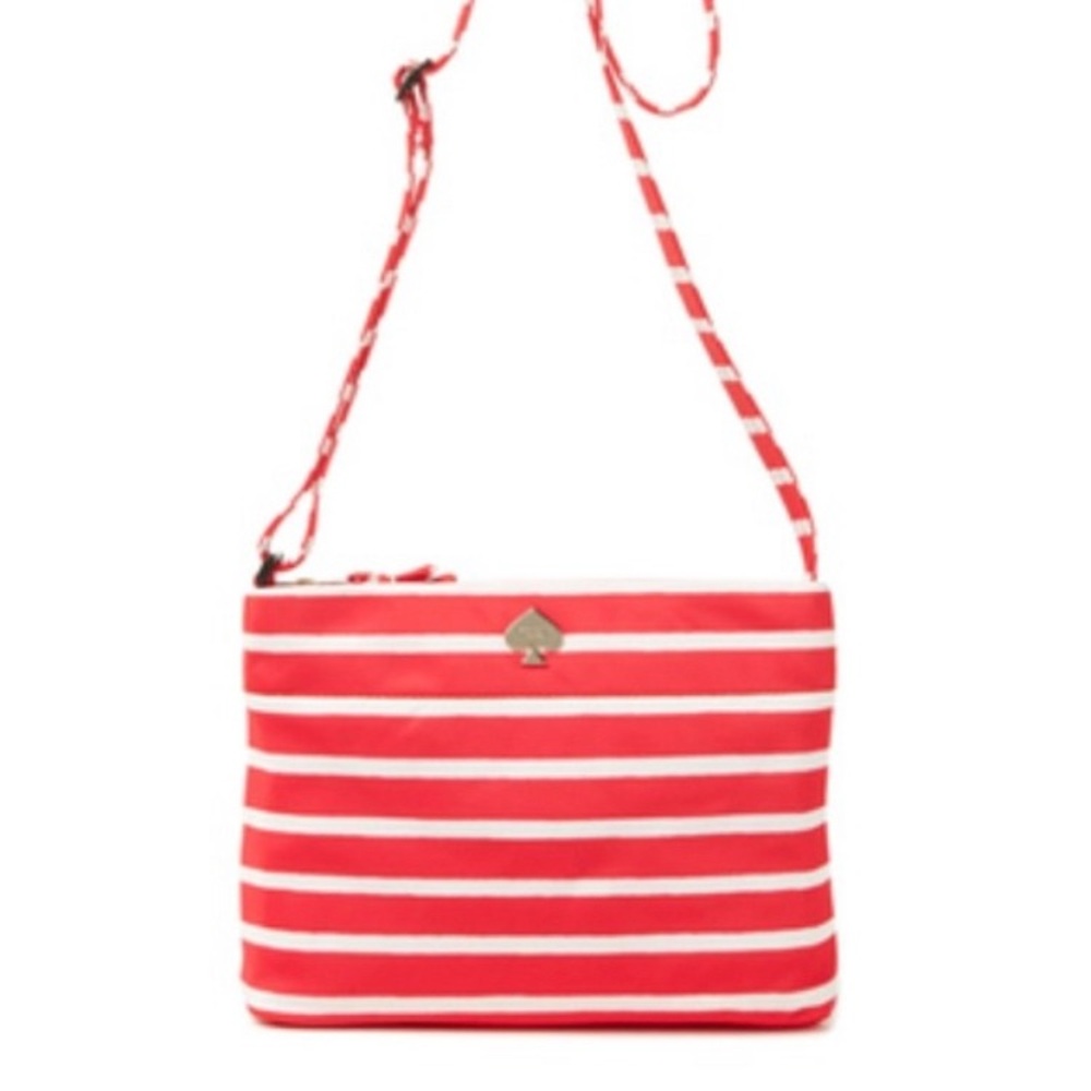 ♠️💕 Kate Spade striped crossbody Geranium (Hot Pink) & Cream, Great shape